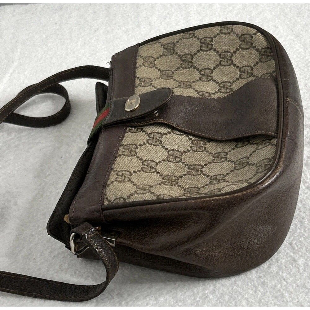 Vintage Gucci Shoulder Bag Crossbody GG PVC Leather 10.02.024 1980’s Classic - Picture 6 of 12